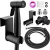 xocome Set di doccetta per bidet, in acciaio inox spazzolato, bidet con valvola G1/2 e un adattatore G3/8 per doccia, bagno, carta igienica, pulizia dei pannolini (nero)