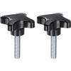 QUARKZMAN 2pz Pomelli a Stella M10 x 40mm Filettatura Maschio in Plastica 4 Stelle Manopola Perno Maniglia Filettata Ricambio Vite Serraggio Serraggio Manuale, Nero
