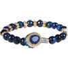 Gerba Bracciale LAB 102 occhio di tigre blue 8mm chiusura bottone e componenti in bronzo