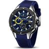 MEGIR Orologio sportivo da uomo analogico militare militare con cronografo luminoso al quarzo con elegante cinturino in silicone blu per regali (2053) blu