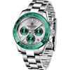 DAOLVEN Pagani Design 1644 Orologio da polso da uomo, movimento al quarzo VK63, in acciaio inox, impermeabile fino a 100 m, quadrante Panda, cronografo, Verde, Classico