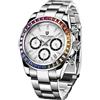 DAOLVEN Pagani Design 1644 Orologio da polso da uomo, movimento al quarzo VK63, in acciaio inox, impermeabile fino a 100 m, quadrante Panda, cronografo, Bianco arcobaleno, Classico