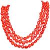 Vifaleno Collana in Corallo Rosso Naturale a 3 Fili, 6-10 mm, con Chiusura Scorrevole - Lunghezza 43-45 cm