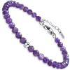 Dada Gioielli - Bracciale Argento Pietre 4mm Naturali Certificate 9 Personalità 17,5+3 cm (Viola Ametista)