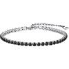 FOCALOOK Bracciale da Donna a Catena Tennis in Acciaio Inossidabile 316L Placcato Oro 18K con Zirconia Trasparente e Nera 18cm+5cm Catenina Regolabile