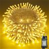 Moxled Catena luminosa per esterni, 10 m, 100 LED, luce bianca calda, impermeabile, 8 modalit, illuminazione natalizia per interni ed esterni