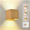 Doughelec Applique da Parete Interno Esterno LED 6W Legno, Lampada da Parete Moderno IP65 Impermeabile, Applique da Muro Bianco Caldo 3000K Luce Up Down Vintage per Camera da letto Corridoio Cucina