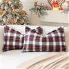 Sungeek Set di 2 federe per cuscini lombari natalizi tartan scozzese 30 x 50 cm, in lino decorativo a quadri, con bordo cucito, per divano, poltrona, letto, soggiorno 30 x 50 cm (bianco)