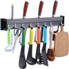 JCAKES Porta Utensili da Cucina, Mensola Organizer con Gancio,Barra Portautensili da Cucina con 8 Ganci Mobili, Appendi Mestoli da Cucina Adesivo, Portacoltelli,Alluminio,40cm