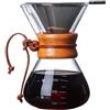HERCHR Versare sopra Macchina da caffè 400ml, Manuale per Fare il Caffè con Filtro Permanente in Acciaio Inox, Caraffa da Caffè in Vetro Borosilicato, Caffettiera Cold Brew con Manicotto in Vero Legno