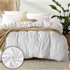 puredown 1PCS Copripiumino Singolo 250 x 200+ 2PCS Federe in Microfibra 50x80cm, Set di Copripiumino Monocromatica per Letto Singolo, Traspirante, Morbida, Oeko-Tex, Bianco