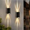 Doughelec Applique da Parete Esterno LED 6W, Lampada Applique da Parete Interno Moderno IP65 Impermeabile, Applique Muro Bianco Caldo 3000K Luce Up Down Alluminio per Terrazza Corridoio, Nero 2PCS