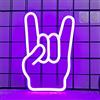 Attivolife Luce al neon a forma di mano di roccia, decorazione da parete a LED viola, 25,9 x 16,8 cm, plastica, per camera da letto, bar, Natale, compleanno, casa, feste, regali