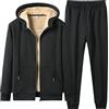 KBOPLEMQ Tuta da jogging da uomo invernale in peluche, tuta da uomo, in pile, da uomo, foderata e calda, da jogging, da uomo, interna con pelliccia, giacca da jogging, Nero , XXL