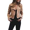 Generico Giacca in Ecopelle Giubbino Corto Borchiato Giacchetta Biker Comoda Casual Leggera Donna Giacca Similpelle Marrone Donna Over Parka Impermeabile Donna Taglie Forti