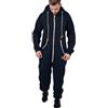Beokeuioe Salopette a maniche lunghe, da uomo, con chiusura lampo, per dormire, con cappuccio, pantaloni da lavoro, un pezzo, da notte, da notte, Blu scuro, L