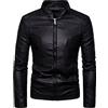 MANYMANY Giacche in Pelle Corte da Uomo Giacche da Moto in Ecopelle Nera con Colletto alla Coreana Outwear