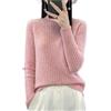 Ailaile 100% lana merino maglione donna autunno inverno collo a lupetto maniche lunghe scanalatura striscia pullover caldo morbido maglia top, Rosa, M