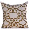 The HomeCentric Oro E Avorio Set di 2, 65x65 cm Lino Di Cotone Federa Cuscino Letto, Oro Cotone Euro Shams, Moderno Damasco Federa Con Cerniera - Gold Encrusted