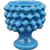 sicilia bedda - Mezza Pigna Siciliana in Ceramica di CALTAGIRONE - Realizzata Interamente a Mano - Vaso Porta Fiori - Ogni Realizzazione è Unica per Voi (Diametro 10, Celeste)