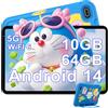 DEERTiME Tablet Andorid 14 Bambini 7 Pollici 10GB RAM + 64GB ROM (TF 1TB), WiFi 6, BT5.0, Octa-Core, Controllo Parentale | Doppia Fotocamera | GMS Certificated | GPS | Tablet con Custodia EVA - Blu
