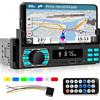 Techschermo Autoradio 1 Din con Bluetooth5.1 - Stereo Auto Bluetooth con Supporto per Telefono Cellulare - Controllo App, Controllo Vocale, Chiamate a Mani Libere, Radio FM, Ricarica USB/Type-C + Telecomando