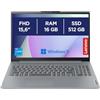 Lenovo IdeaPad Slim 3 Notebook 15,6" FHD (1920x1080), Intel Core i5-13420H, RAM 16GB, 512GB SSD M.2, Grafica Integrata Intel UHD Graphics, WiFi 6, Windows 11 - Arctic Grey