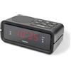 TechniSat DIGICLOCK 2 - Sveglia compatta con radio FM (Doppia sveglia, funzione snooze, display LCD regolabile, funzionamento a corrente e a batteria) nero