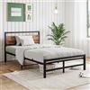 FOUBAM Letto 120 x 200 cm, telaio in metallo, struttura moderna in legno con testiera, letto matrimoniale/letto singolo, letto per ragazzi per camera da letto, camera degli ospiti, bed frame nero
