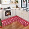 CAROMIO Set di 2 tappetini da cucina natalizi, in lino bohémien, tappeti e tappetini da cucina con scritta Merry Christmas Tree Mats per pavimento bagno, decorazioni natalizie Kithcen, 40 x 60 cm + 40