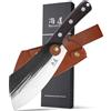 SHANGDAO 19 cm Coltello da Chef, Coltello da Chef Serbo Aggiornato, Coltello da Carne per Tagliare la Carne Coltello da Macellaio Forgiato con Fodero, Camping BBQ Cooking Knife