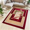 TAPISO Atlas Tappeto Salotto Moderno Pelo Corto Design Astratto Motivo Geometrico Cornice Tonalità Rosso Oeko-Tex Soggiorno Sala Camera Ufficio 120 x 170 cm