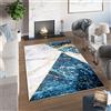 TAPISO Toscana Tappeto Soggiorno Salotto Sala Camera Letto Moderno Elegante Glamour Geometrico Marmo Blu Grigio Oro Pelo Corto Stampato Antiscivolo 80 x 150 cm