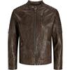JACK & JONES Jjerichard Leather Jacket Noos Giacca in pelle da uomo, Nero, S