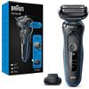 Braun Rasoio elettrico da uomo, Series 5 5018s con rifinitore di precisione, ricaricabile, rasoio a lamina Wet & Dry con EasyClean, nero/blu, ricarica rapida in 5 minuti per 1 rasatura precisa