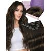 Fshine Exstescion Capelli Veri Clip 120g 45cm, Extension Capelli Veri | Clip Per Extension Capelli, Applicazione Rapida a Clip, Capelli Umani Remy, Aggiunge Volume e Lunghezza, Per Eventi e Uscite