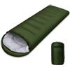 JOYART Sacco a Pelo 10°C - 20°C Sacco Pelo Leggero Portatile Sacchi a Pelo Campeggio con Sacco a Compressione e Caldo con Cappuccio per Adulti Adolescenti Bambini Campeggio-Verde Militare