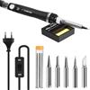 Grantop Kit per saldatore, 60 W/220 V, con 5 punte per saldatore, con temperatura regolabile e interruttore on/off, stagno, supporto per saldatura con spugna (8)
