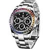DAOLVEN Pagani Design 1644 Orologio da polso da uomo, movimento al quarzo VK63, in acciaio inox, impermeabile fino a 100 m, quadrante Panda, cronografo, Nero arcobaleno., Classico