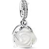 PANDORA Ciondolo doppio Moments in argento Sterling rosa bianco con madreperla sintetica in bioresina bianca e zirconi cubici trasparenti