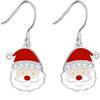 LINSTER Orecchini di Natale da donna Argento sterling 925 Cappello da Babbo Natale Orecchini pendenti da Natale Gioielli natalizi Regali per le donne