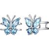 SILVERCUTE Orecchini donna farfalla orecchini donna argento 925 orecchini cuff senza buco con pietra acquamarina zirconi orecchini argento azzurra per bambina e ragazza regalo per compleanno