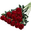JAONLD 12 Pezzi Fiori Finti per Decorazioni Fiori Finti 51 * 7cm Realisticamente Morbido con Foglie e Stelo Regolabile,Fiori Artificiali per Matrimoni,Bouquet,Feste,Decorazioni per la Casa(Rosso brillante)