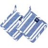 Encasa XO Encasa Homes - Presine da forno a microonde da 20,3 cm (set da 2 pezzi) per cucina e cottura, resistenti al calore, spesse e sicure, proteggono le mani da utensili caldi, grill, barbecue, strisce blu