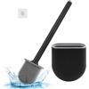 Scopino per WC,Spazzola WC Bagno,Set di Scopettino per WC in Silicone,Scopino per WC Morbido con Porta Spazzolone Scopino Asciugatura Rapida Scopettino da Toilette,Scovolino WC Montaggio Parete,Bianco