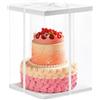 Warmiehomy Scatola Trasparente per Torta 30 x 30 x 40 cm, Confezione Regalo in Plastica con Coperchio in Carta e Nastro Bianco, Grande