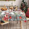 Gebiuhoo Tovaglia di Natale 80 x 120cm Alce Abete Pino Cono Rosso Bacca Natale Tovaglia Rettangolare Lavabile Tovaglia da pranzo Alce Tovaglia per la decorazione della tavola di festa famiglia cena