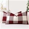 JOTOM Set di 2 Federe per Cuscini 30x50cm Copricuscini Di Natale Agriturismo Classico Plaid Decorativo Cuscini Divano Arredamento per la Casa per Divano Soggiorno Letto (Rosso)