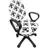 ABAKUHAUS Fleur de lis Fodera per Sedia da Ufficio, barocco occidentale, Fodera Protettiva in Tessuto Decorativo Elasticizzato, Nero bianco