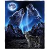 Biyejit Coperta in pile con stampa di lupi che ululano luna, per divano, camera da letto, letto, copriletto, coperte decorative